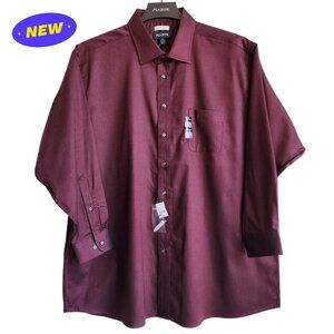 19 34/35 Red Wine Dress Shirt Traditional Fit Dark Jos A Bank New Solid Mens Nwt